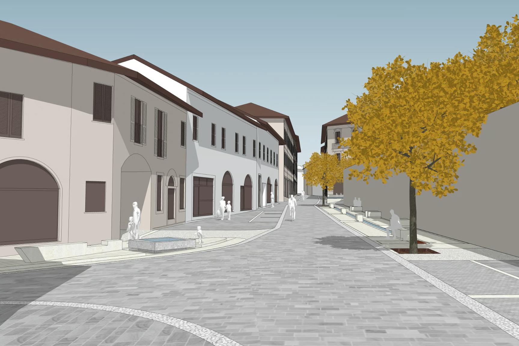 Design of the Spazio pubblico al ‘Pozzo’ (Public space of the ‘well’), rendering