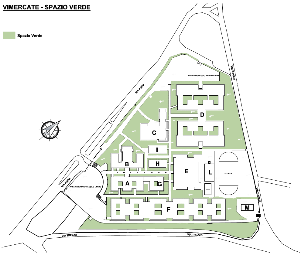 学校中心内的建筑和绿地